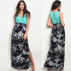 Women’s Mint Floral Maxi long Dress